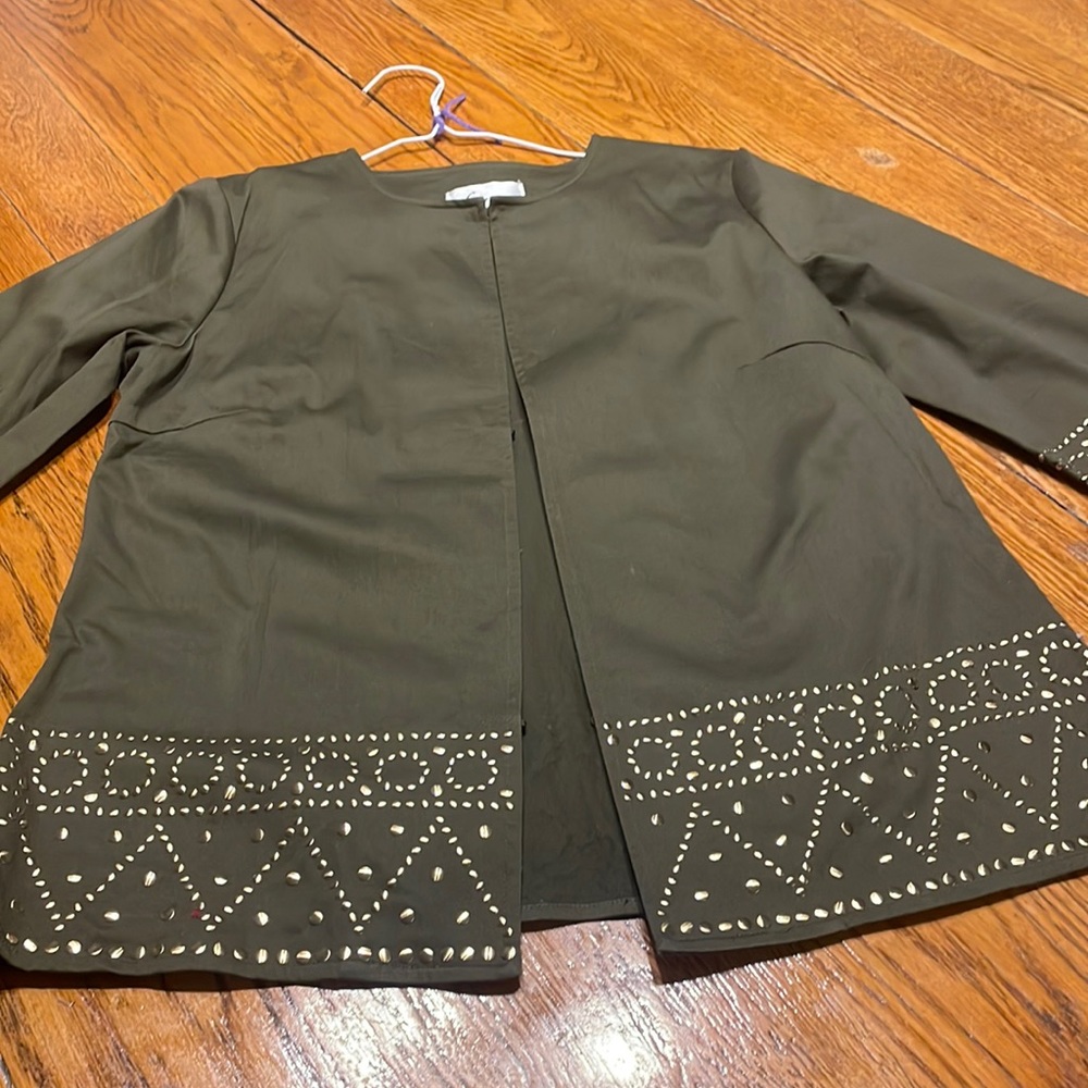 Linea by Louis Dell’Olio  olive green jacket with metal studs.  Size Small.